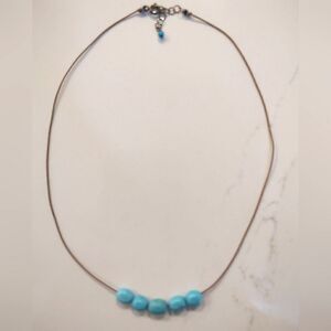 J. Mills Simple Kingman Turquoise Bead Necklace